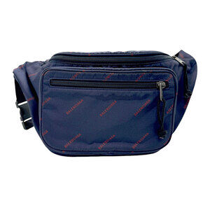 Balenciaga Allover Waist Bag Body Navy Blue Silver